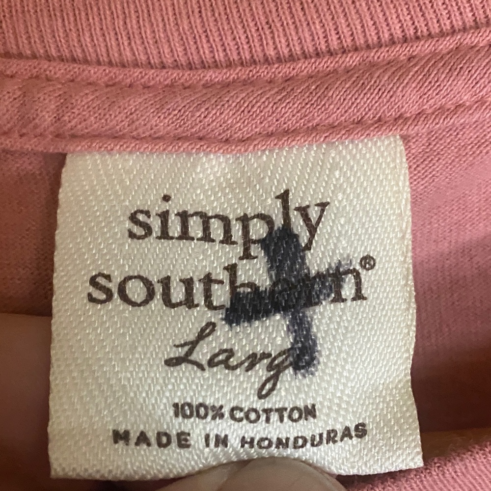 Simply Southern Dusty Pink Long Sleeve Tee with Star Sleeve Accents L - Picture 3 of 7